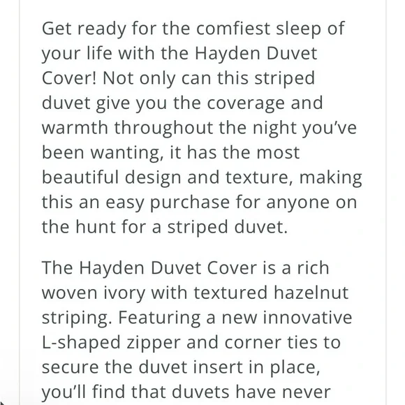 Beddys Hayden Full Size Duvet. Ivory & Hazelnut Striped. Woven Cotton. New. - Picture 11 of 12